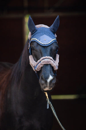 Royal Equestrian Fur Halter Navy Full - Royal Equestrian