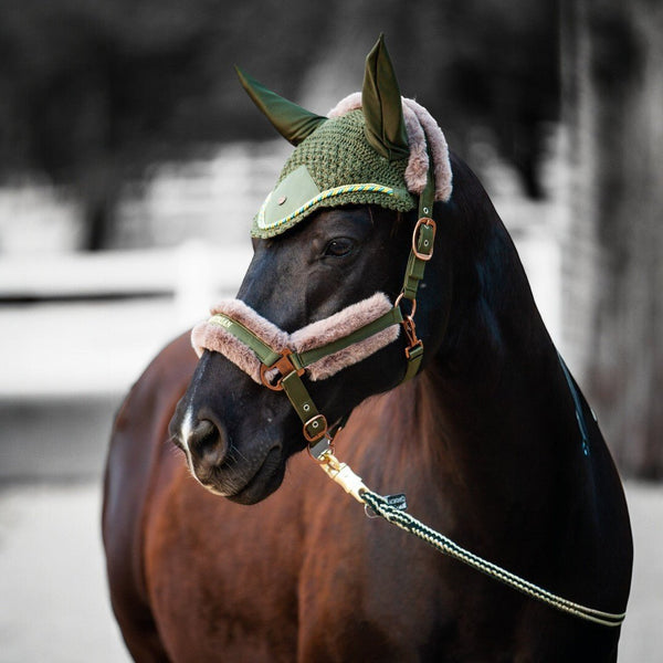 Royal Equestrian Fur Halter Olive Full - Royal Equestrian