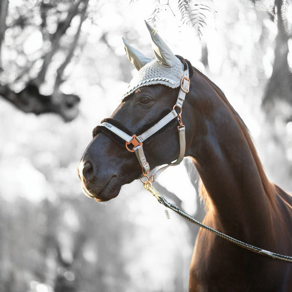 Royal Equestrian Licou en fourrure Argent Noir Plein - Royal Equestrian