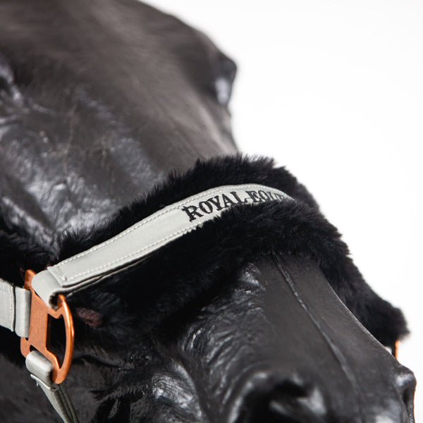 Royal Equestrian Fur Halter Silver Black Full - Royal Equestrian