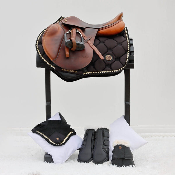 Royal Equestrian Tapis de selle de saut Noir Or Plein - Royal Equestrian