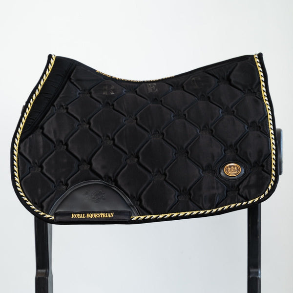 Royal Equestrian Tapis de selle de saut d'obstacles Noir Or Plein - Royal Equestrian