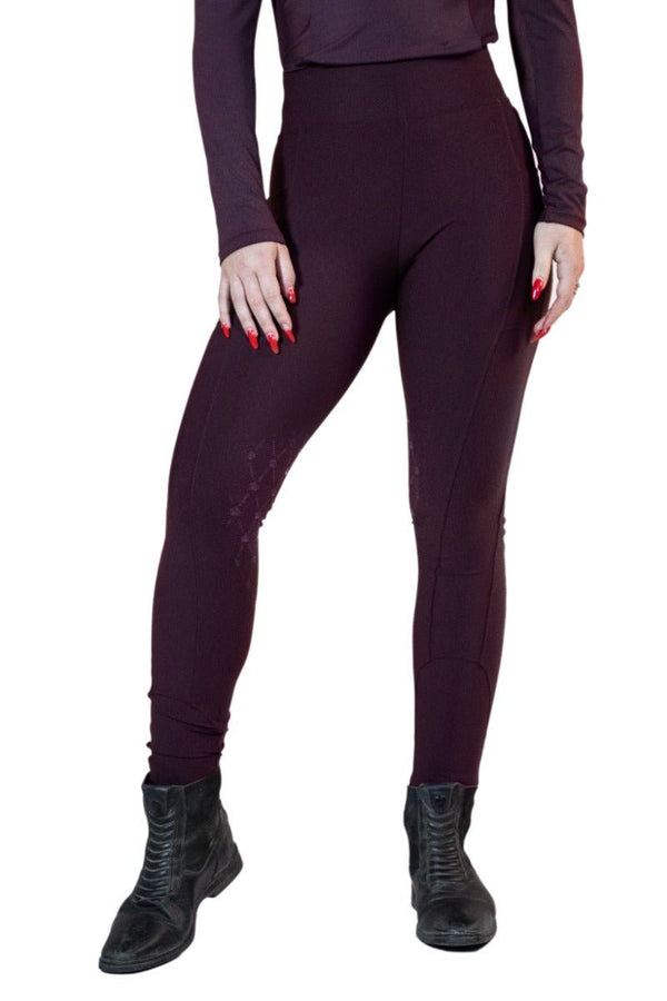 Royal Equestrian Knee Grip Riding Tights Burgundy - Royal Equestrian
