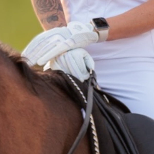 Guanti da equitazione in pelle Royal Equestrian Crystal White - Royal Equestrian