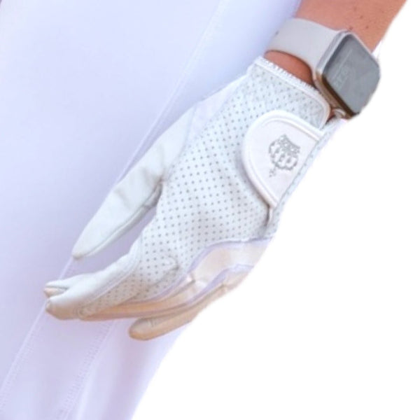 Guanti da equitazione in pelle Royal Equestrian Crystal White - Royal Equestrian