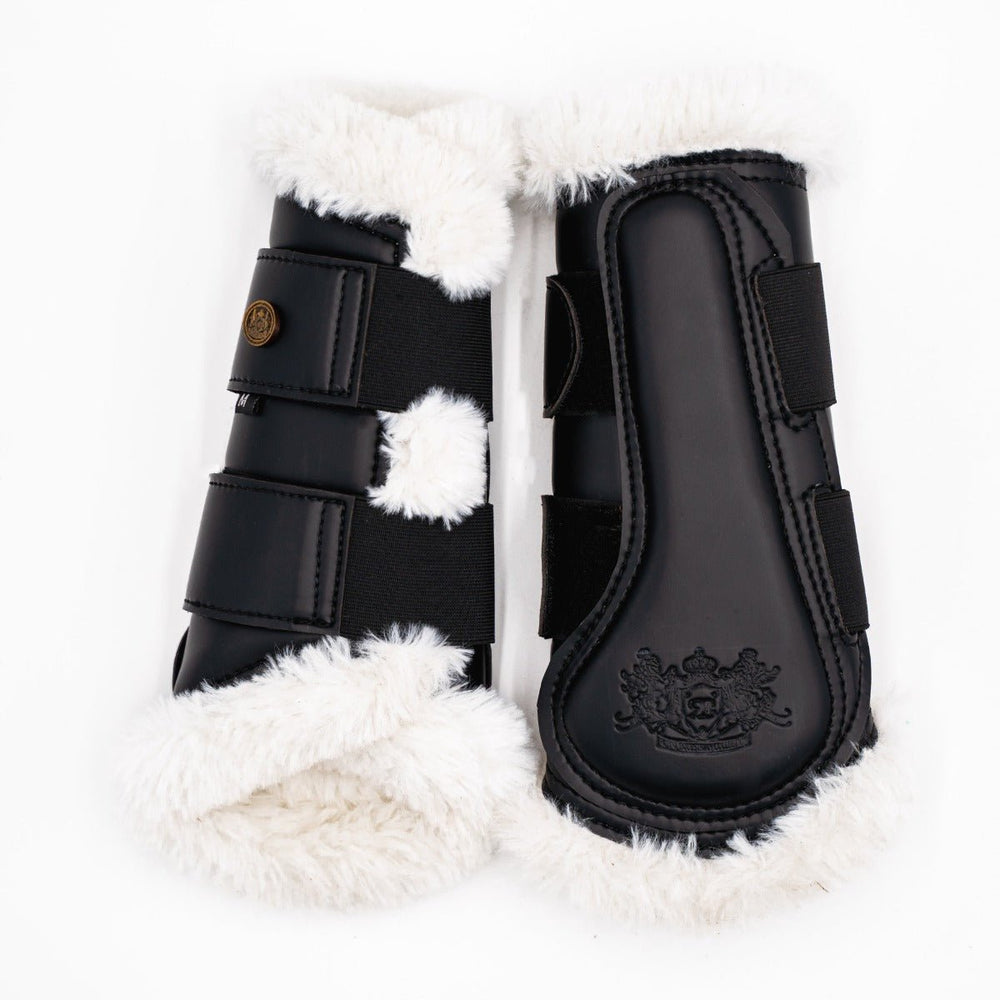 Royal Equestrian Lined Brushing Boots Black White - Royal Equestrian