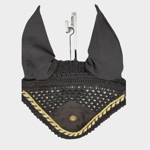 Royal Equestrian Premium Ear Bonnet Black Gold Full - Royal Equestrian