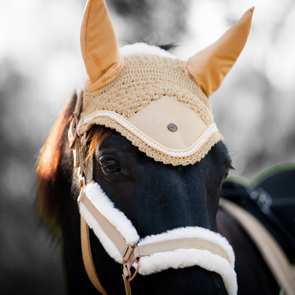 Royal Equestrian Premium Ear Bonnet Rhinestone Champagne Full - Royal Equestrian