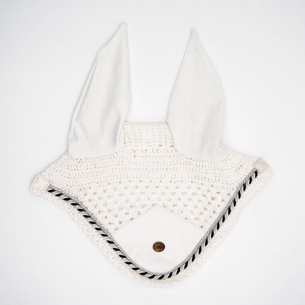 Royal Equestrian Premium Ear Bonnet White Silver Full - Royal Equestrian