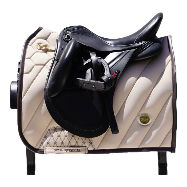 Royal Equestrian Regalia di Roma Dressage Saddle Pad Sand Full - Royal Equestrian