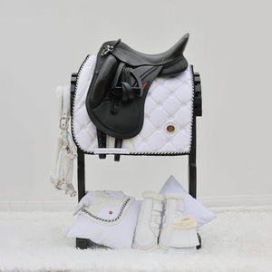 Royal Equestrian Dressage Saddle Pad White Silver Full - Royal Equestrian