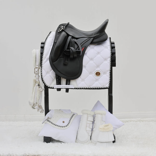 Royal Equestrian Dressage Saddle Pad White Silver Full - Royal Equestrian