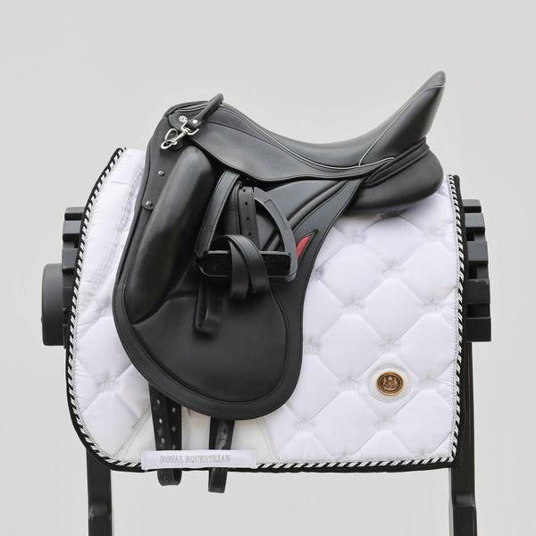 Royal Equestrian Dressage Saddle Pad White Silver Full - Royal Equestrian