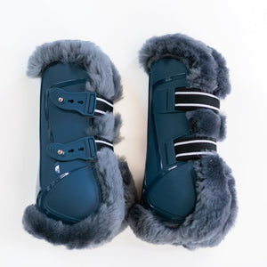 Royal Equestrian Shock Absorbent Sheepskin Tendon Boots Royal Blue - Royal Equestrian