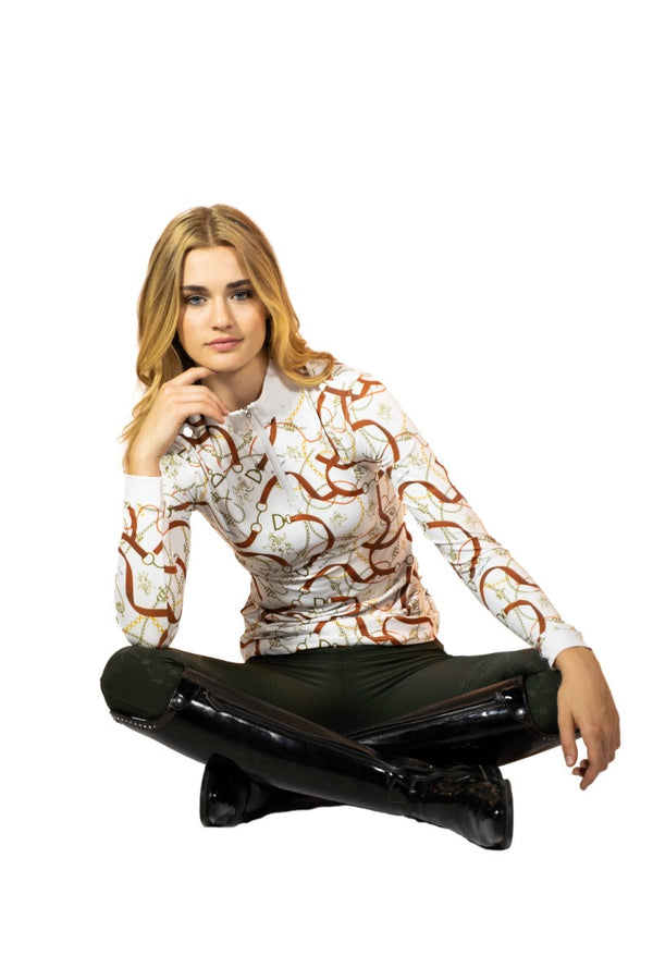 Royal Equestrian Base Layer Cavallo Le Pouvoir Sport Uv Protection Riding Top White - Royal Equestrian