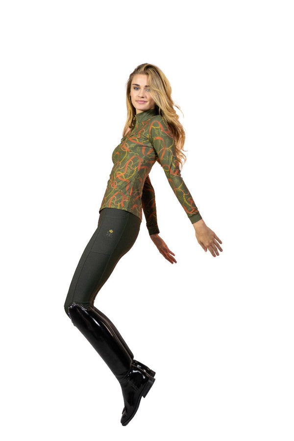 Royal Equestrian Knee Grip Riding Tights Olive - Royal Equestrian