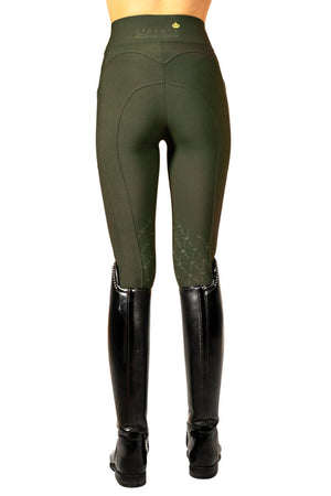 Royal Equestrian Knee Grip Riding Tights Olive - Royal Equestrian