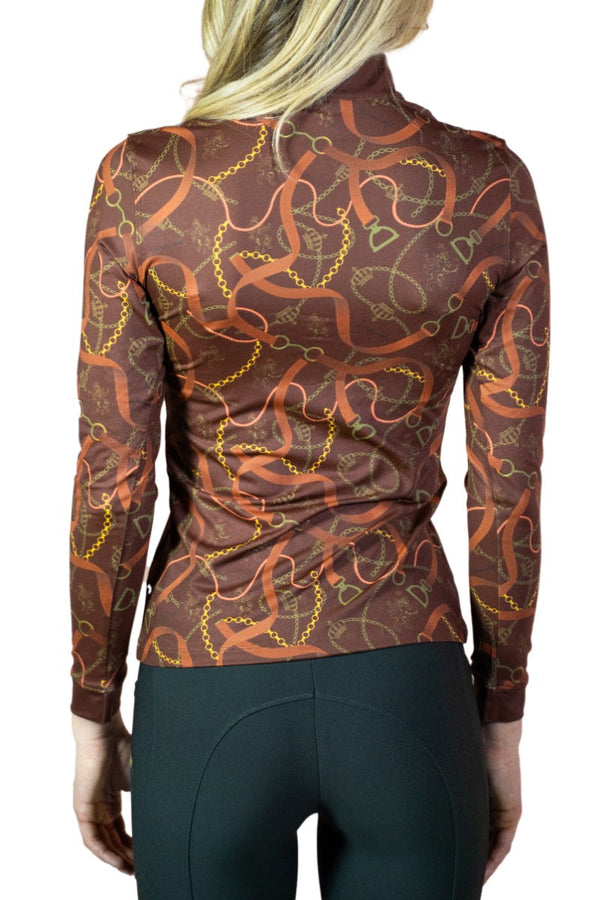 Royal Equestrian Base Layer Cavallo Le Pouvoir Sport Uv Protection Riding Top Chocolate Gold - Royal Equestrian