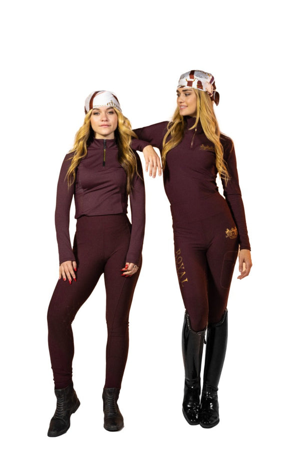 Royal Equestrian Knee Grip Riding Tights Burgundy - Royal Equestrian