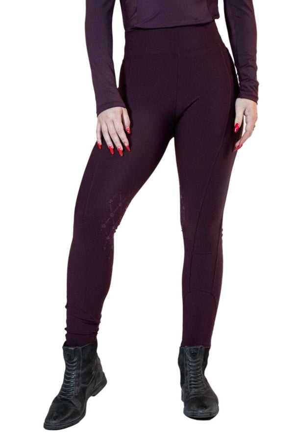 Royal Equestrian Knee Grip Riding Tights Burgundy - Royal Equestrian