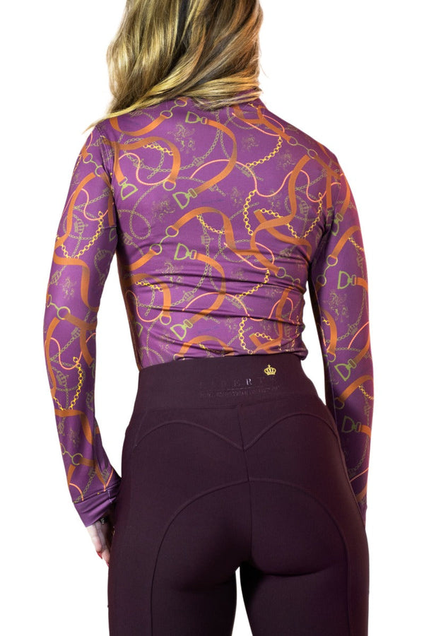 Royal Equestrian Base Layer Cavallo Le Pouvoir Sport Uv Protection Riding Top  Merlot Gold - Royal Equestrian
