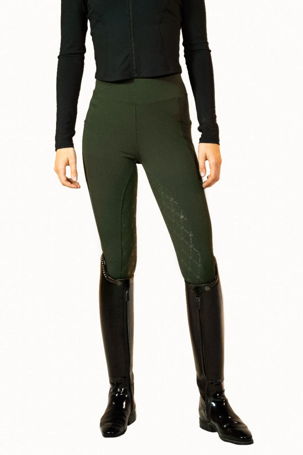 Royal Equestrian Full Grip Riding Tights Olive - Royal Equestrian