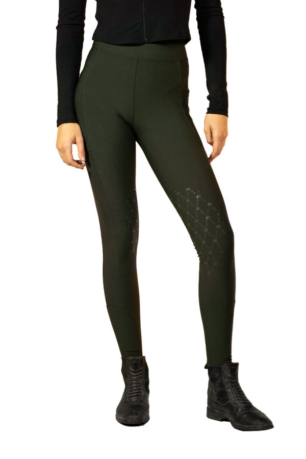 Royal Equestrian Knee Grip Riding Tights Olive - Royal Equestrian