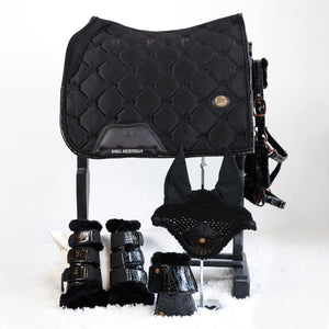 Royal Equestrian Dressage Saddle Pad Black Leather Full - Royal Equestrian
