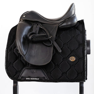 Royal Equestrian Dressage Saddle Pad Black Leather Full - Royal Equestrian