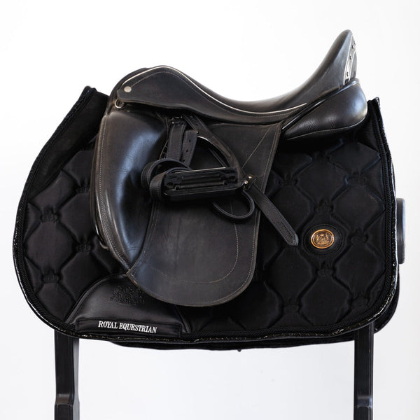 Royal Equestrian Jump Show Saddle Pad Black Croco Full - Royal Equestrian