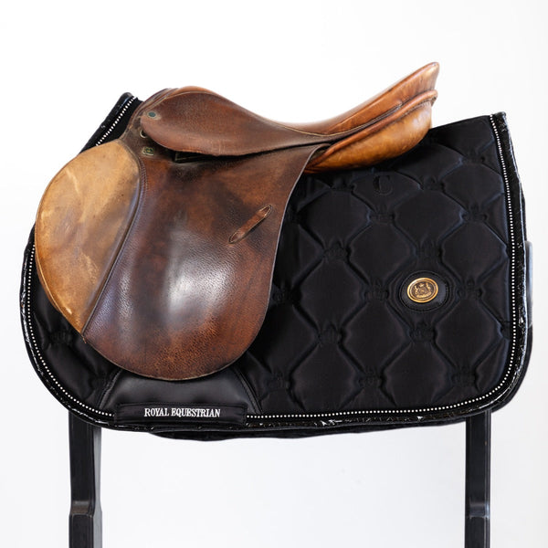 Royal Equestrian Jump Show Saddle Pad Black Crystals Full - Royal Equestrian
