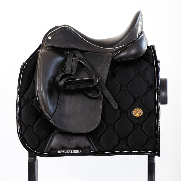 Royal Equestrian Dressage Saddle Pad Black Crystals Full - Royal Equestrian