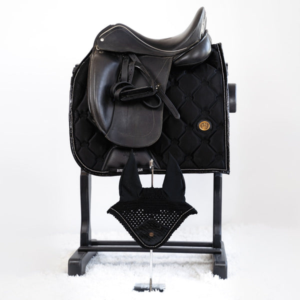 Royal Equestrian Dressage Saddle Pad Black Crystals Full - Royal Equestrian