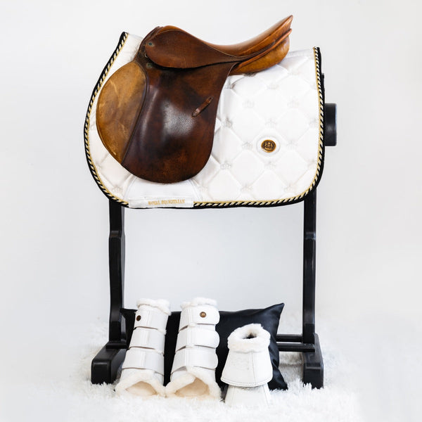 Royal Equestrian Jump Show Saddle Pad White Gold - Royal Equestrian