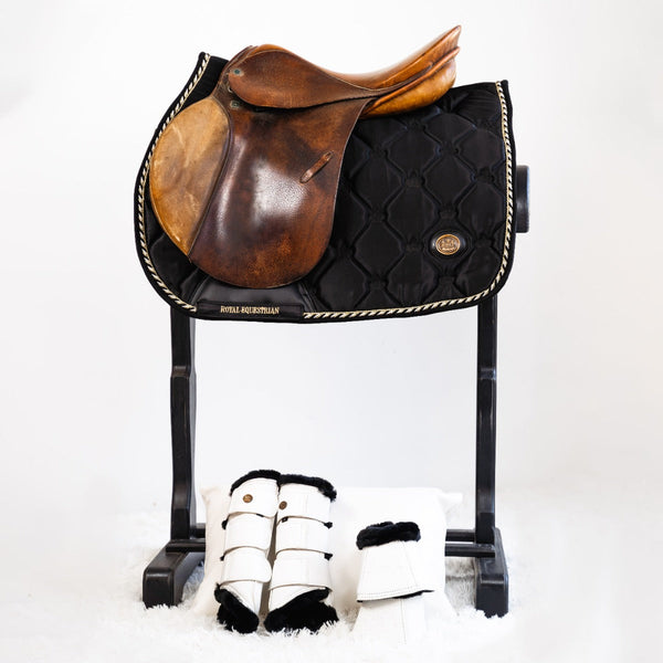 Royal Equestrian Jump Show Saddle Pad Black Gold Full - Royal Equestrian
