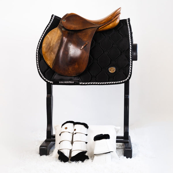 Royal Equestrian Jump Show Saddle Pad Black Silver Full - Royal Equestrian