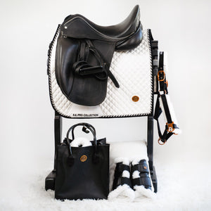 Royal Equestrian Dressage Saddle Pad White Silver Pro Full - Royal Equestrian