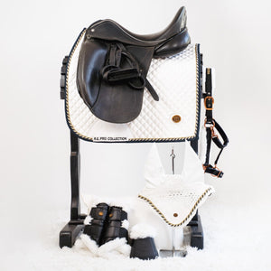 Royal Equestrian Dressage Saddle Pad White Gold Pro Full - Royal Equestrian