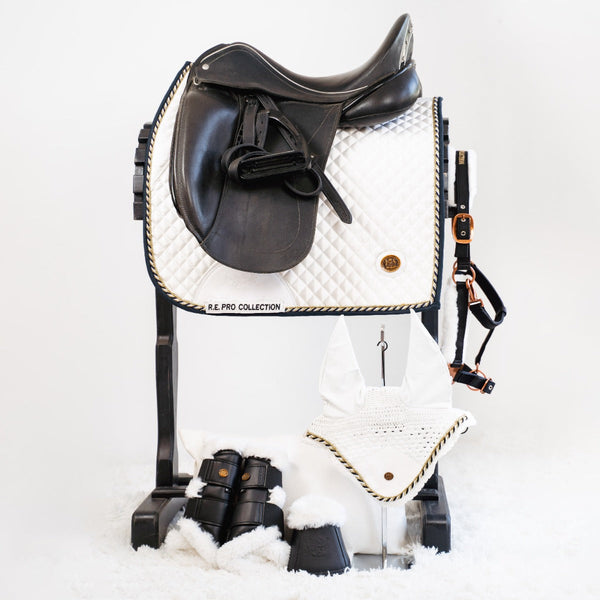 Royal Equestrian Dressage Saddle Pad White Gold Pro Full - Royal Equestrian