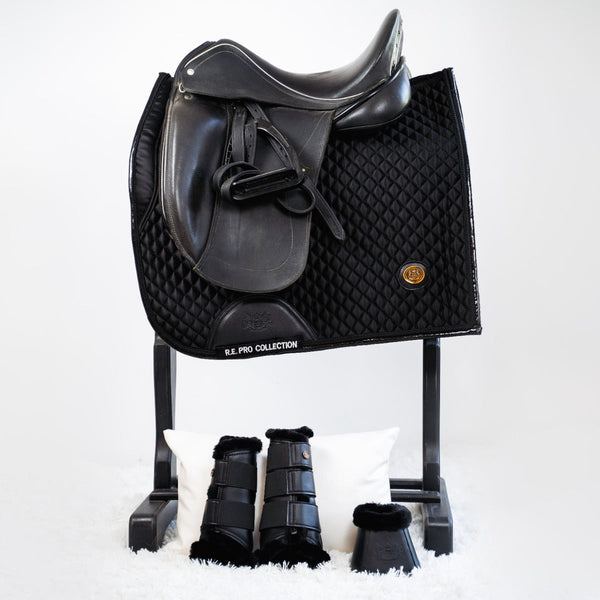 Royal Equestrian Dressage Saddle Pad Black Quilted Full - Royal Equestrian