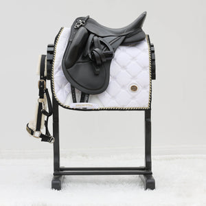 Royal Equestrian Dressage Saddle Pad White Gold Full - Royal Equestrian