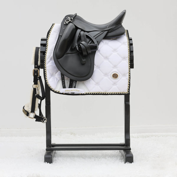 Royal Equestrian Dressage Saddle Pad White Gold Full - Royal Equestrian