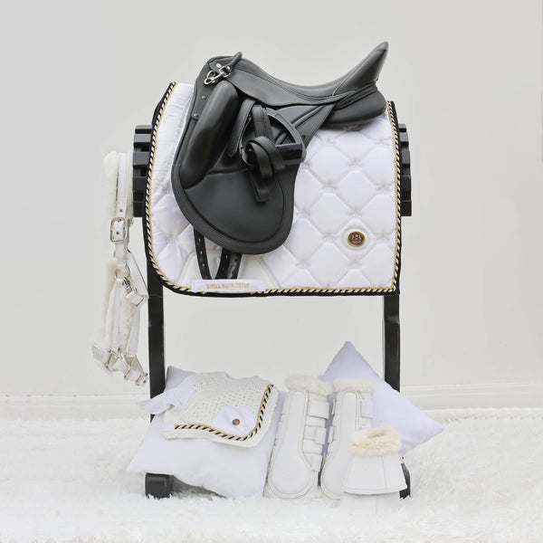 Royal Equestrian Dressage Saddle Pad White Gold Full - Royal Equestrian