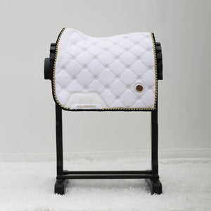 Royal Equestrian Dressage Saddle Pad White Gold Full - Royal Equestrian