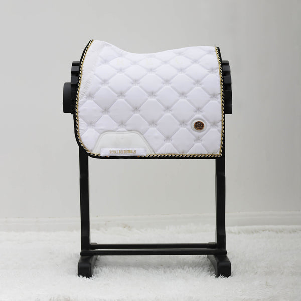 Royal Equestrian Dressage Saddle Pad White Gold Full - Royal Equestrian