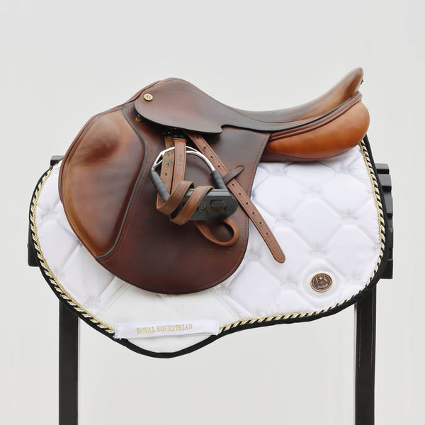 Royal Equestrian Jump Saddle Pad White Gold - Royal Equestrian