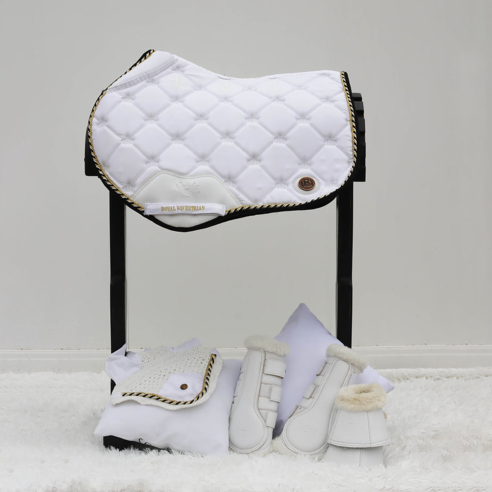 Royal Equestrian Jump Saddle Pad White Gold