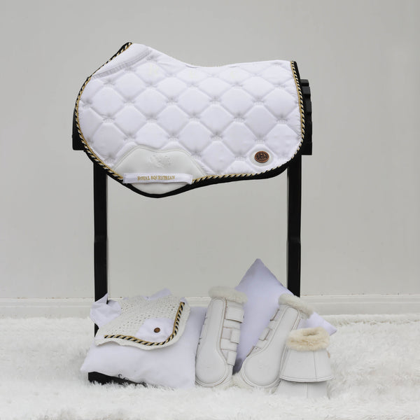 Royal Equestrian Jump Saddle Pad White Gold