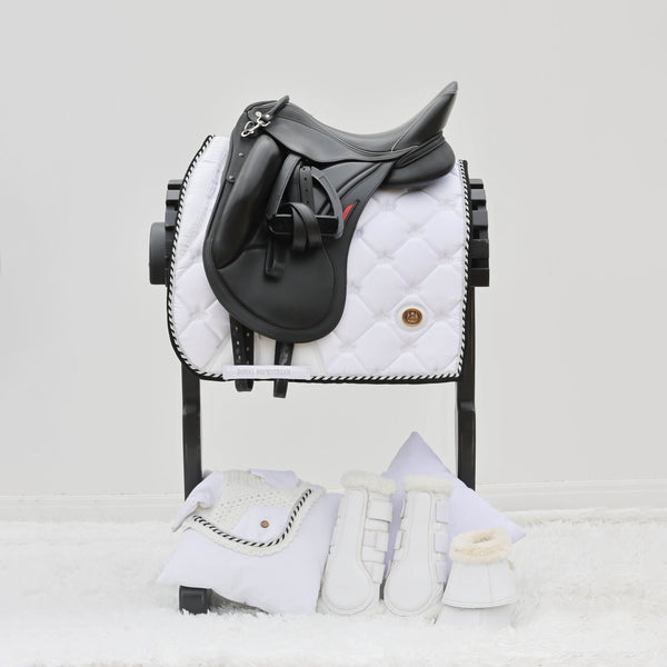 Royal Equestrian Dressage Saddle Pad White Silver Full - Royal Equestrian