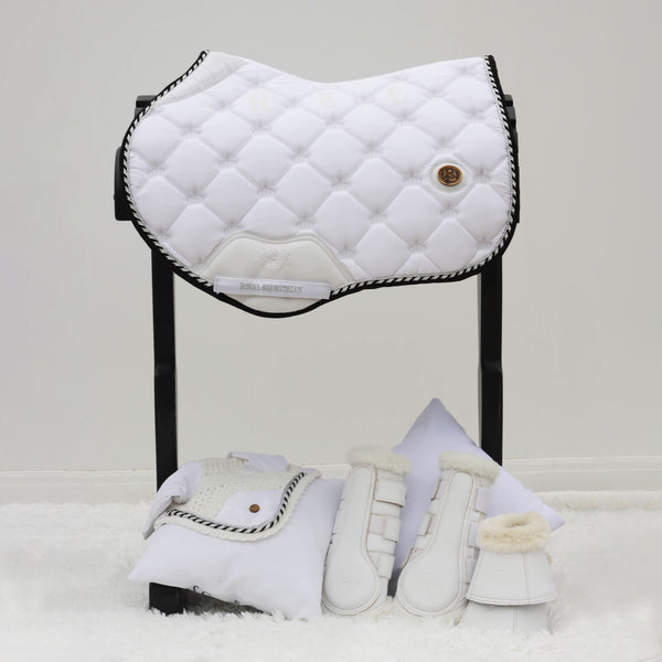 Royal Equestrian Jump Saddle Pad White Silver Full